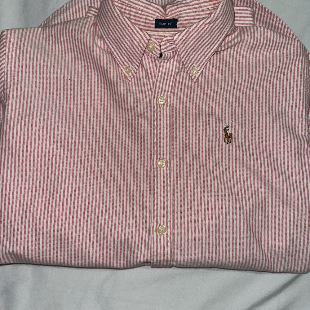 Ralph Lauren Women’s Pink Striped Oxford button down